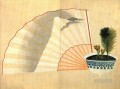 Maceta de porcelana con ventilador abierto Katsushika Hokusai Japonés.